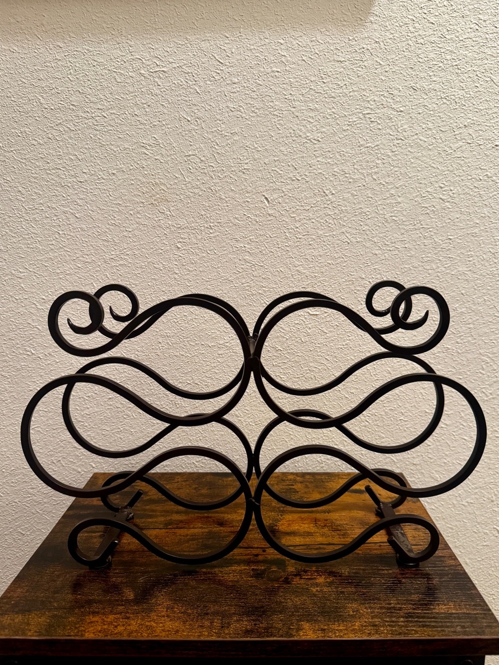 Vintage Metal Scrollwork 6 Bottle Wine Rack or Towel Holder